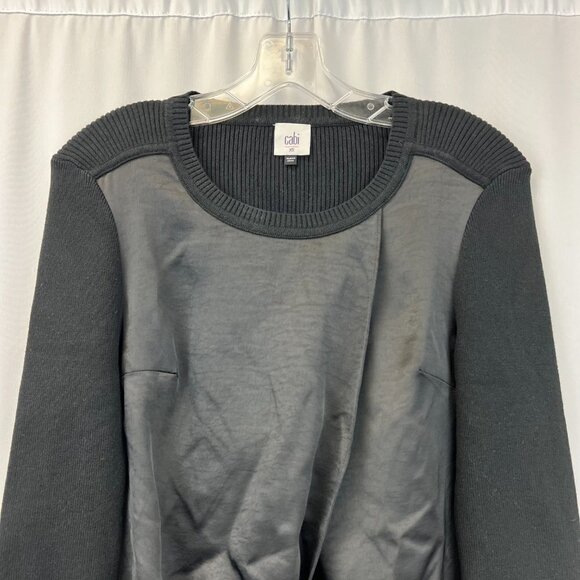 Cabi Womens Black Ribbed Long Sleeve Round Neck Crosstie Pullover Sweater XS - Picture 3 of 10